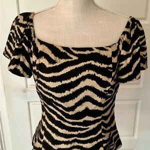 Gianni Bini Black and Cream Zebra Print Blouse